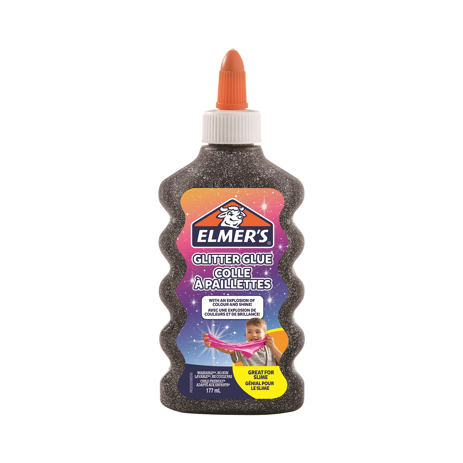 Клей для слаймов Elmers Glitter glue 177 мл с блестками Черный - фото 1