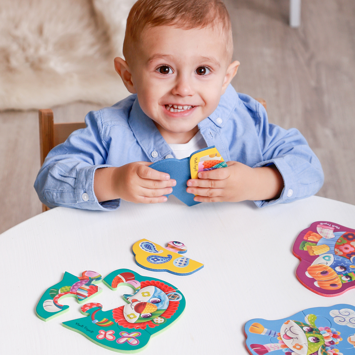 Пазлы Vladi Toys мягкие Baby Puzzle Чудо зоопарк 4 картинки 12 элементов - фото 3