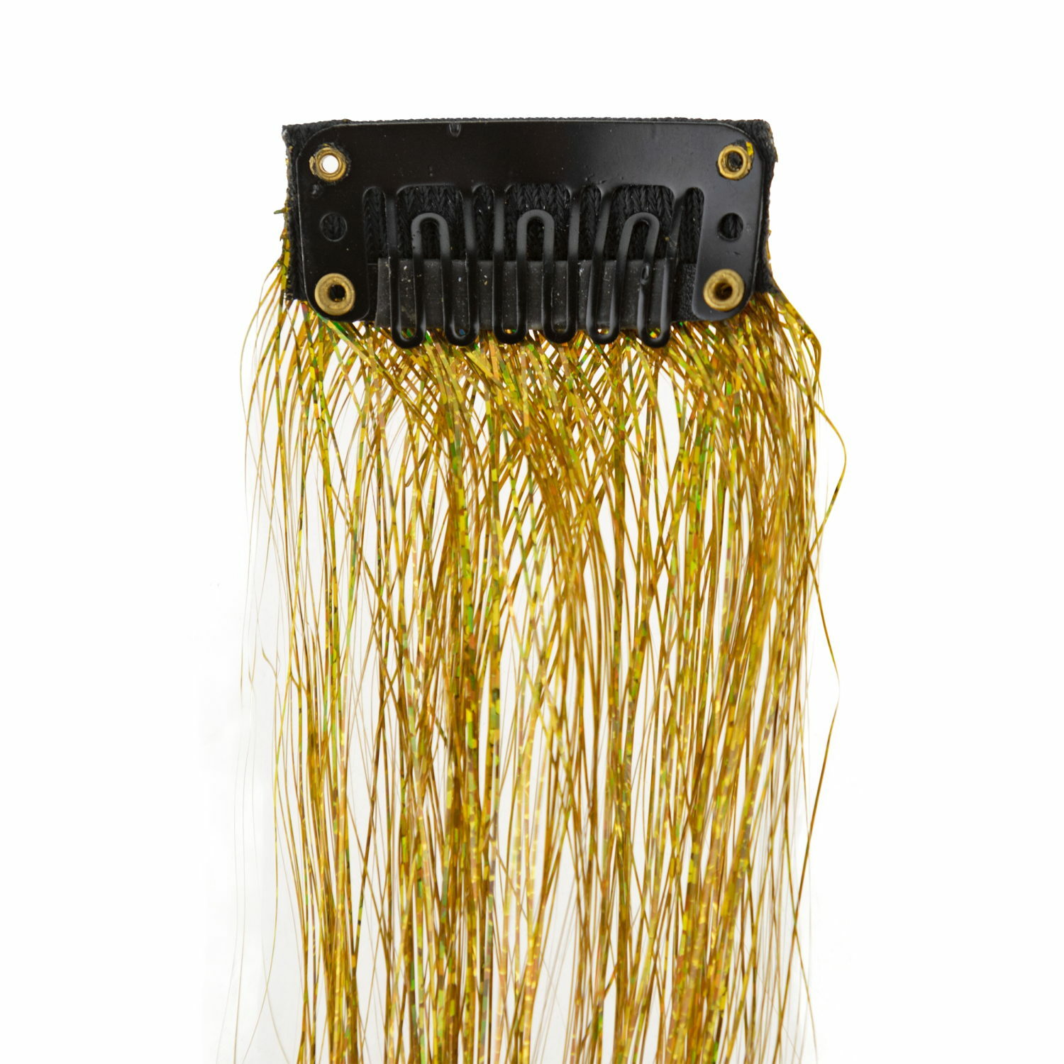 Цветные пряди для волос Lukky Fashion на заколках искусственные детские блестящие золотые 60 см аксессуары для девочек - фото 8