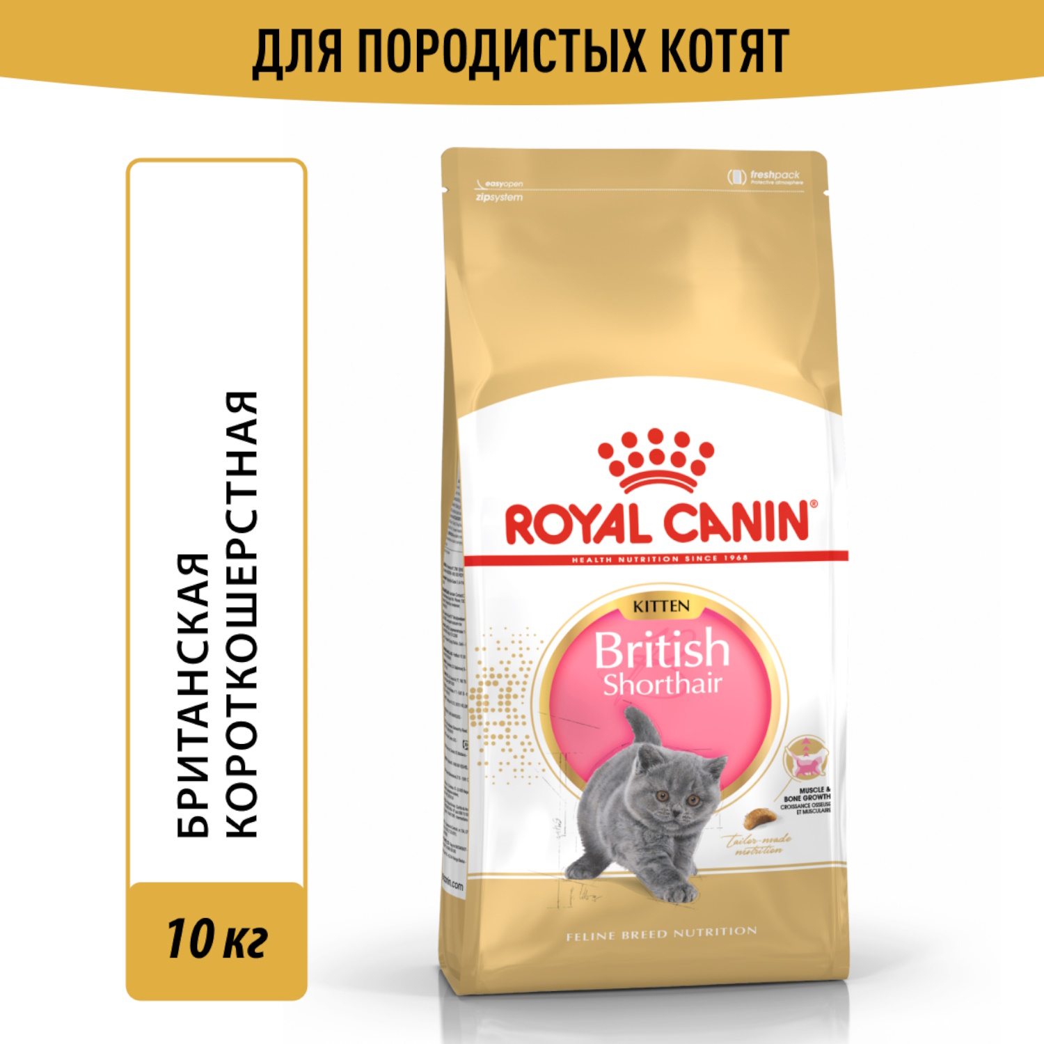 Корм ROYAL CANIN British Shorthair Kitten 10 кг для британских котят