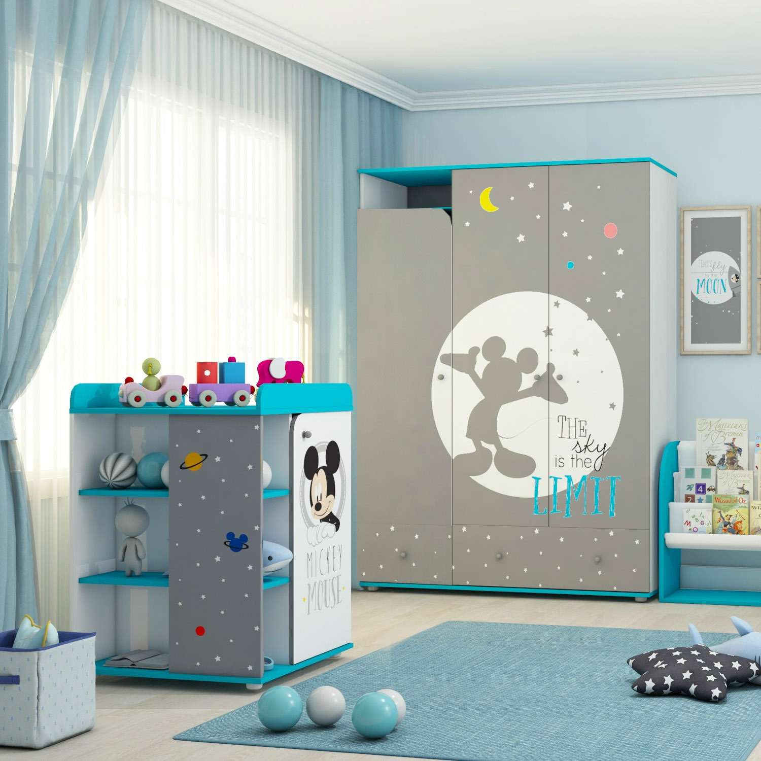 Комод Polini kids Disney baby Микки Маус с дверью Белый-Серый - фото 6