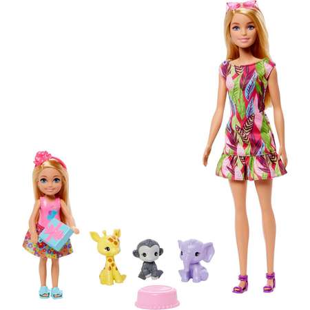 Набор игровой Barbie 2куклы +3питомца GTM82