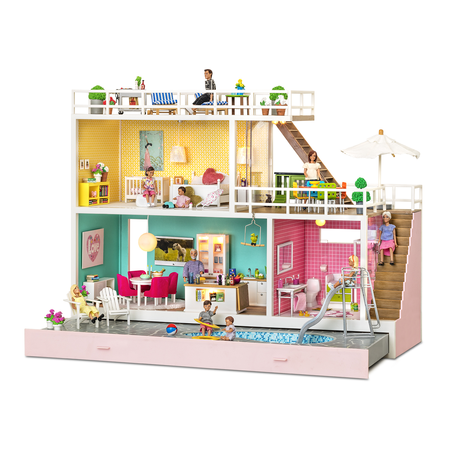 Кукольный домик Lundby Стокгольм с розетками для освещения с бассейном LB_60903200 LB_60903200 - фото 4