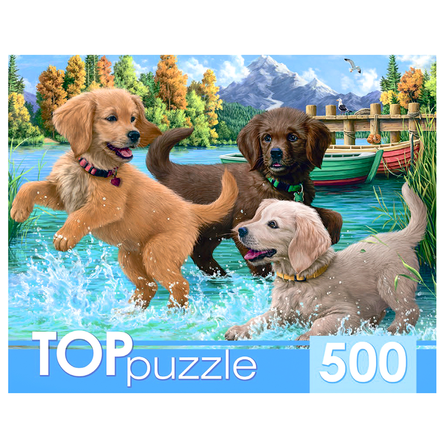 Пазл Рыжий кот TOPpuzzle Игривые щенки 500 элементов - фото 1