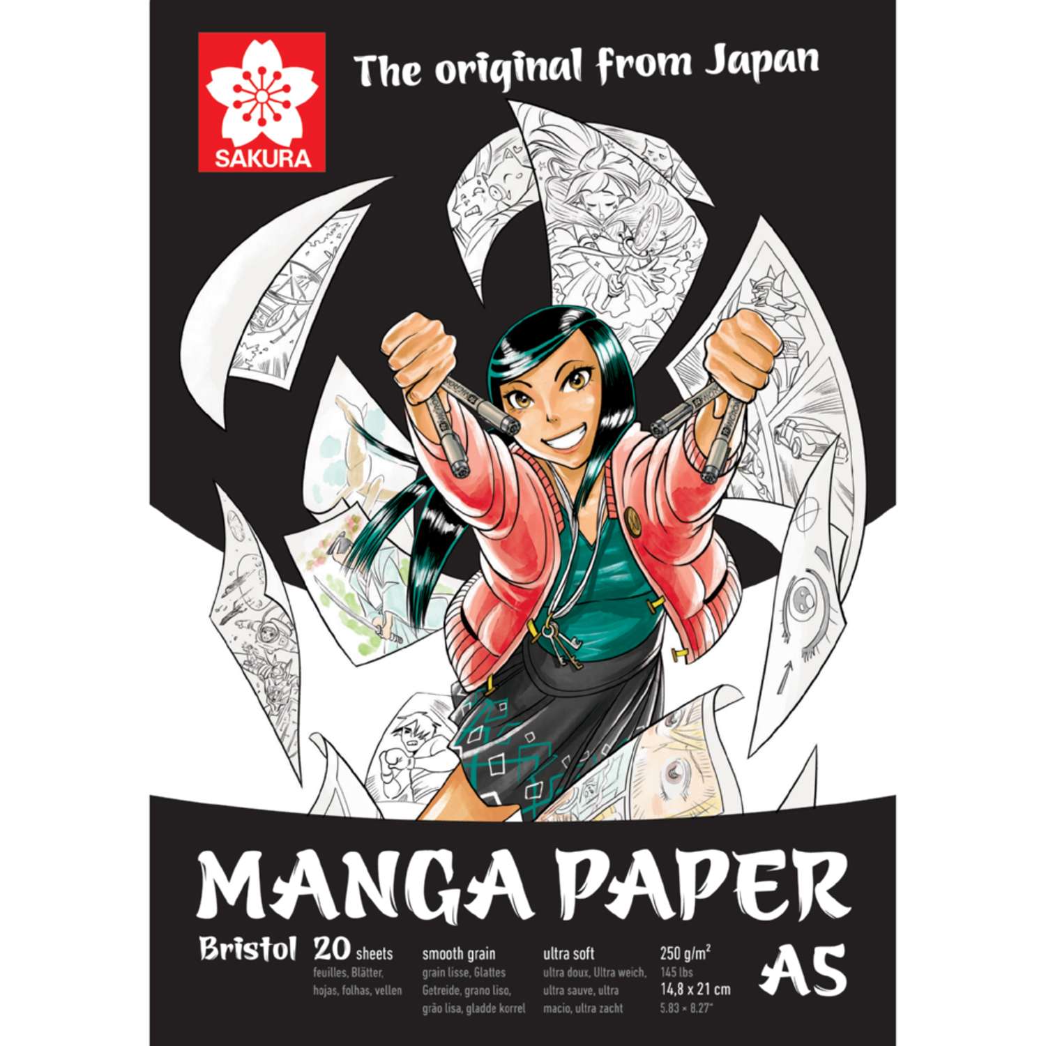 Блокнот для рисования Sakura Manga A5 250г/м2 20 листов гладкое зерно - фото 1