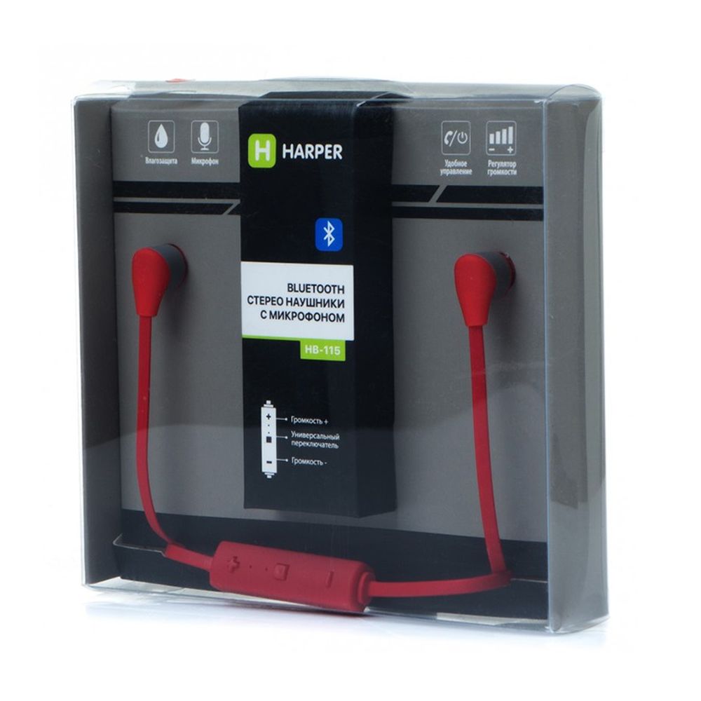 Наушники HARPER Bluetooth HB-115 red - фото 1