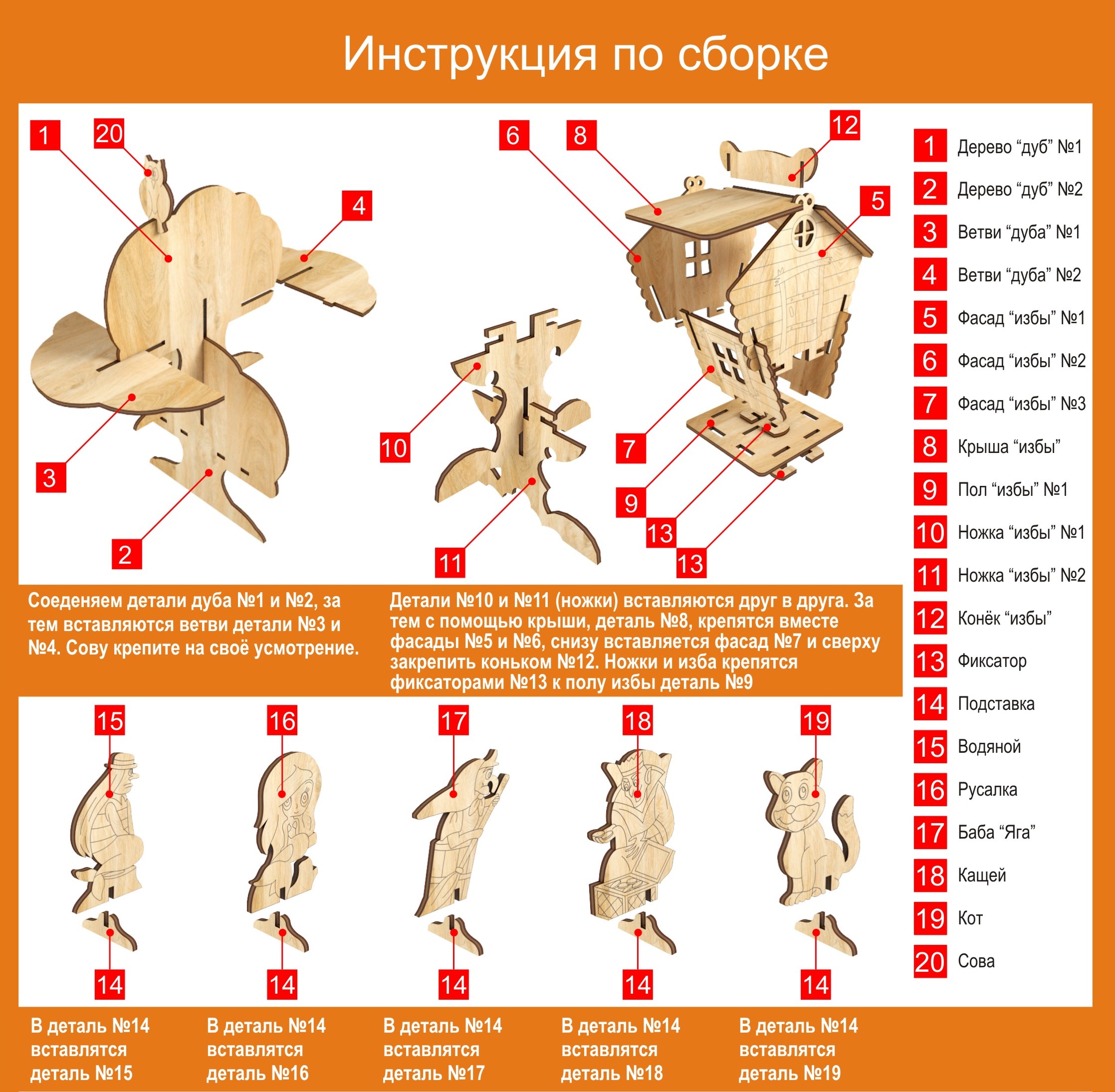 Сказка КубиГрад с набором деревянных фигурок: Баба-Яга Кощей Русалка и другие - фото 8