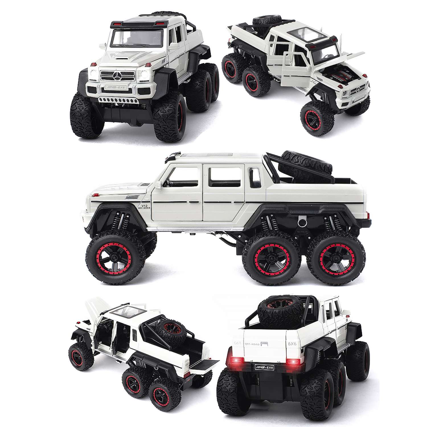 Машинка игрушка железная 1:22 Che Zhi Mercedes G-Klass AMG 6х6 CZ122w - фото 5