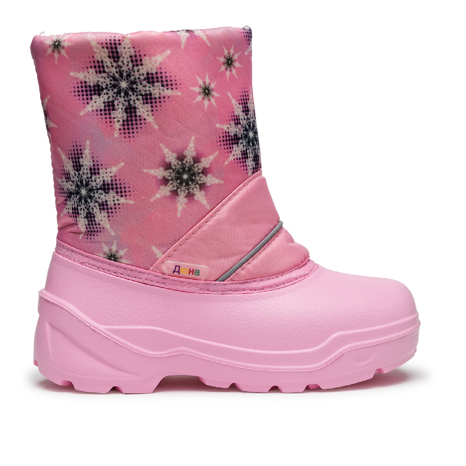 Сапоги Дюна 571/05 снежинки белые / н.розовый - фото 1