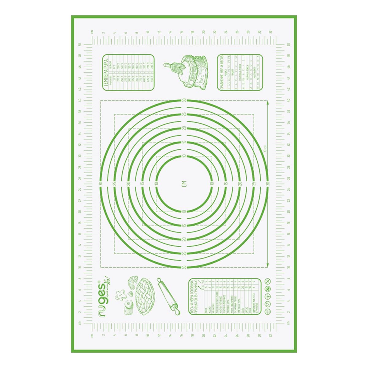 Набор ковриков RUGES для раскатки и выпечки теста зеленый - фото 2