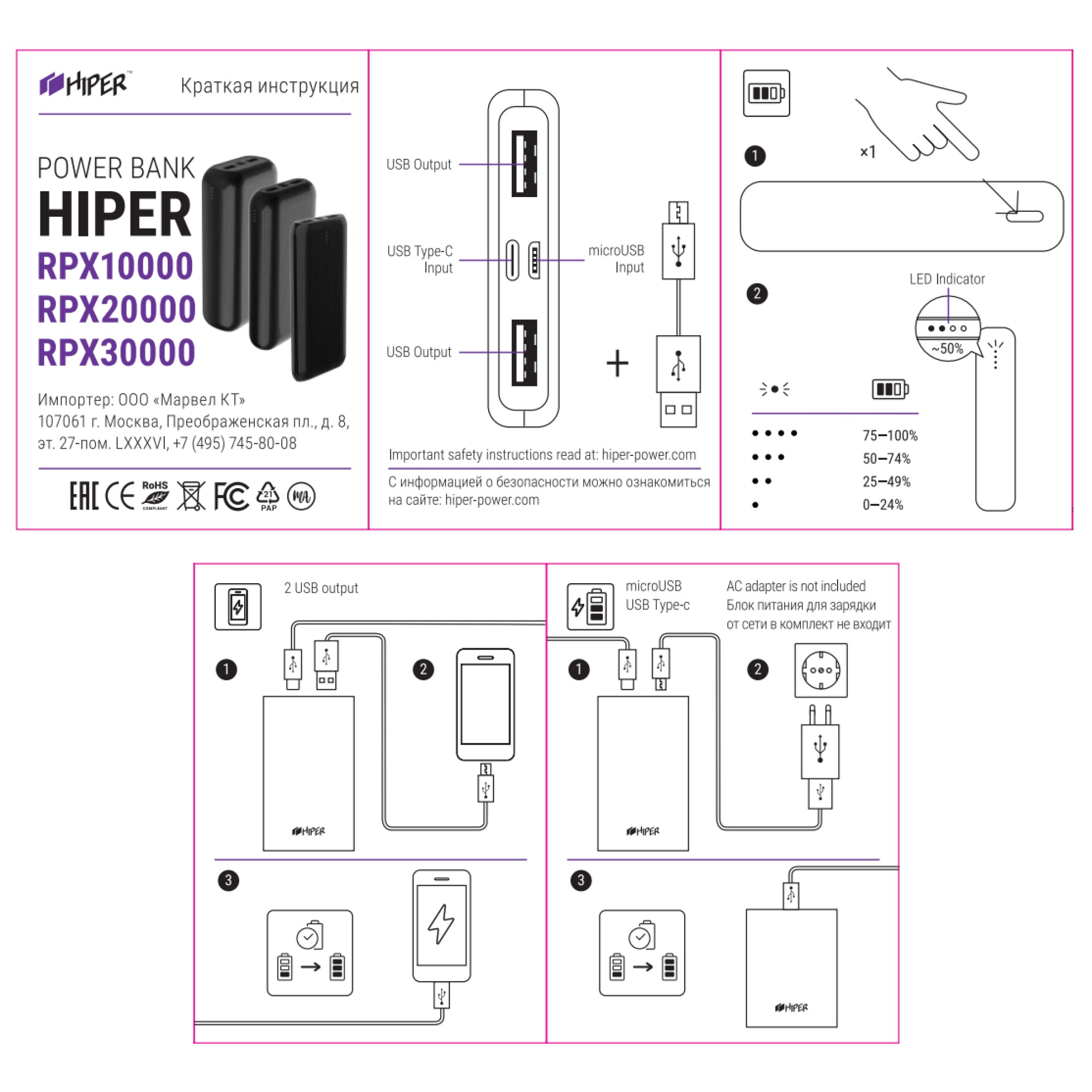 Внешний аккумулятор Hiper RPX10000 Black 10000mAh - фото 5