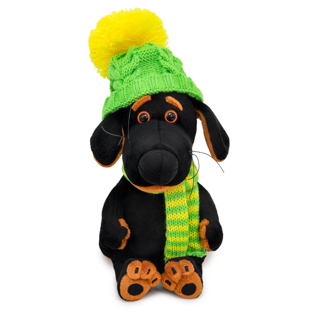 Мягкая игрушка BUDI BASA Ваксон BABY в зеленой шапке и шарфе 19 см VB-034 - фото 1