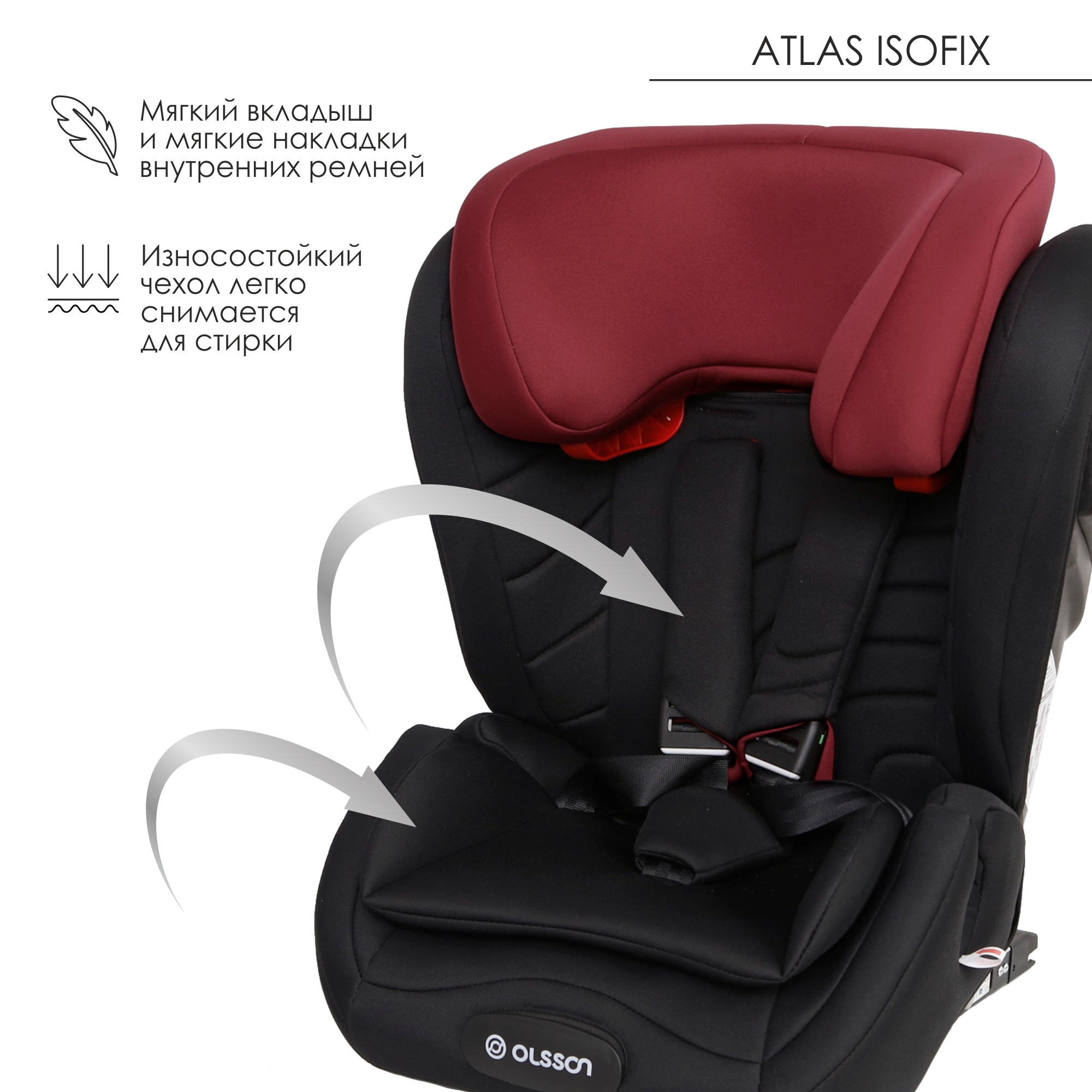 Автокресло Olsson Atlas Isofix Black-Red - фото 3