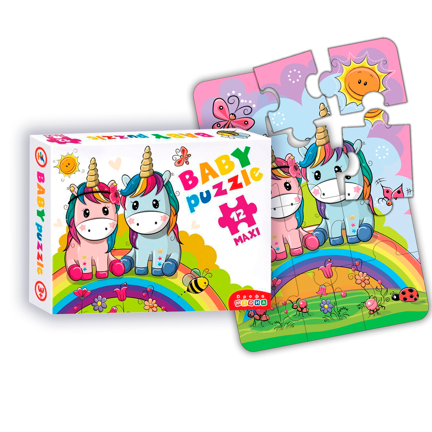 Пазл Дрофа-Медиа Baby Puzzle Радужные единороги из 12 элементов 3848 - фото 3