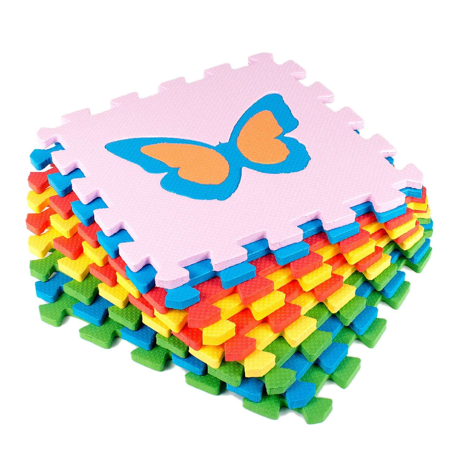 Развивающий детский коврик Eco cover мягкий пол для ползания Бабочки мультиколор 33х33 - фото 3