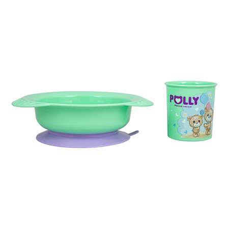 Набор посуды Полимербыт Polly тарелка на присосе+кружка 0.2л 4342222