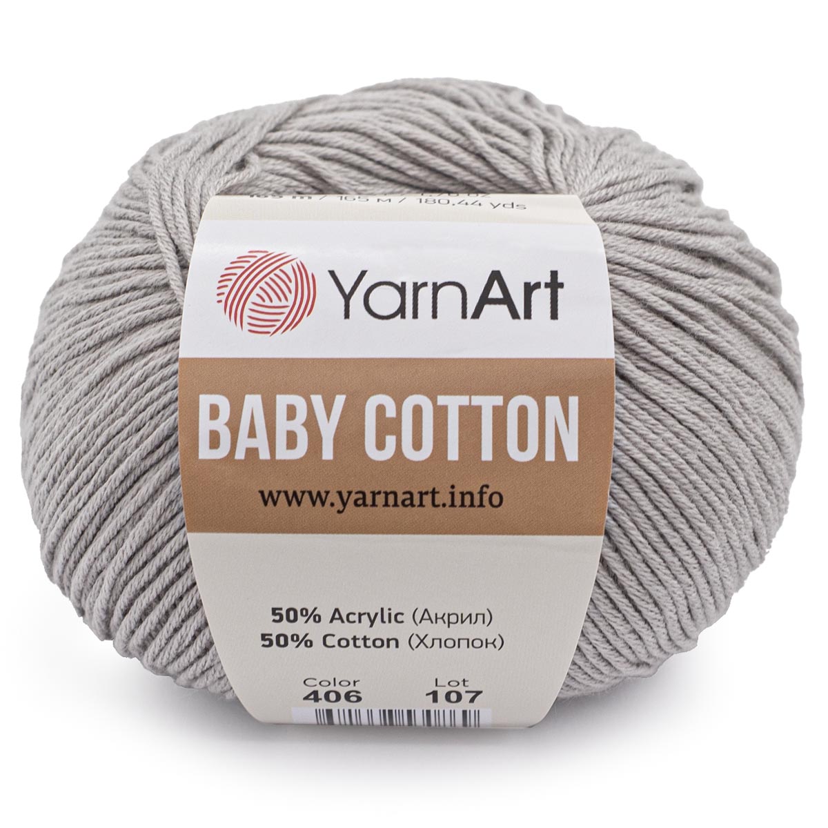 Пряжа для вязания YarnArt Baby Cotton 50гр 165 м хлопок акрил детская 10 мотков 406 светло-серый - фото 6