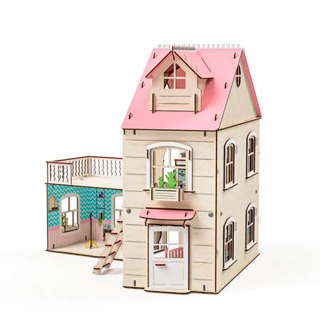 Кукольный домик с мебелью M-WOOD Особняк с пристройкой