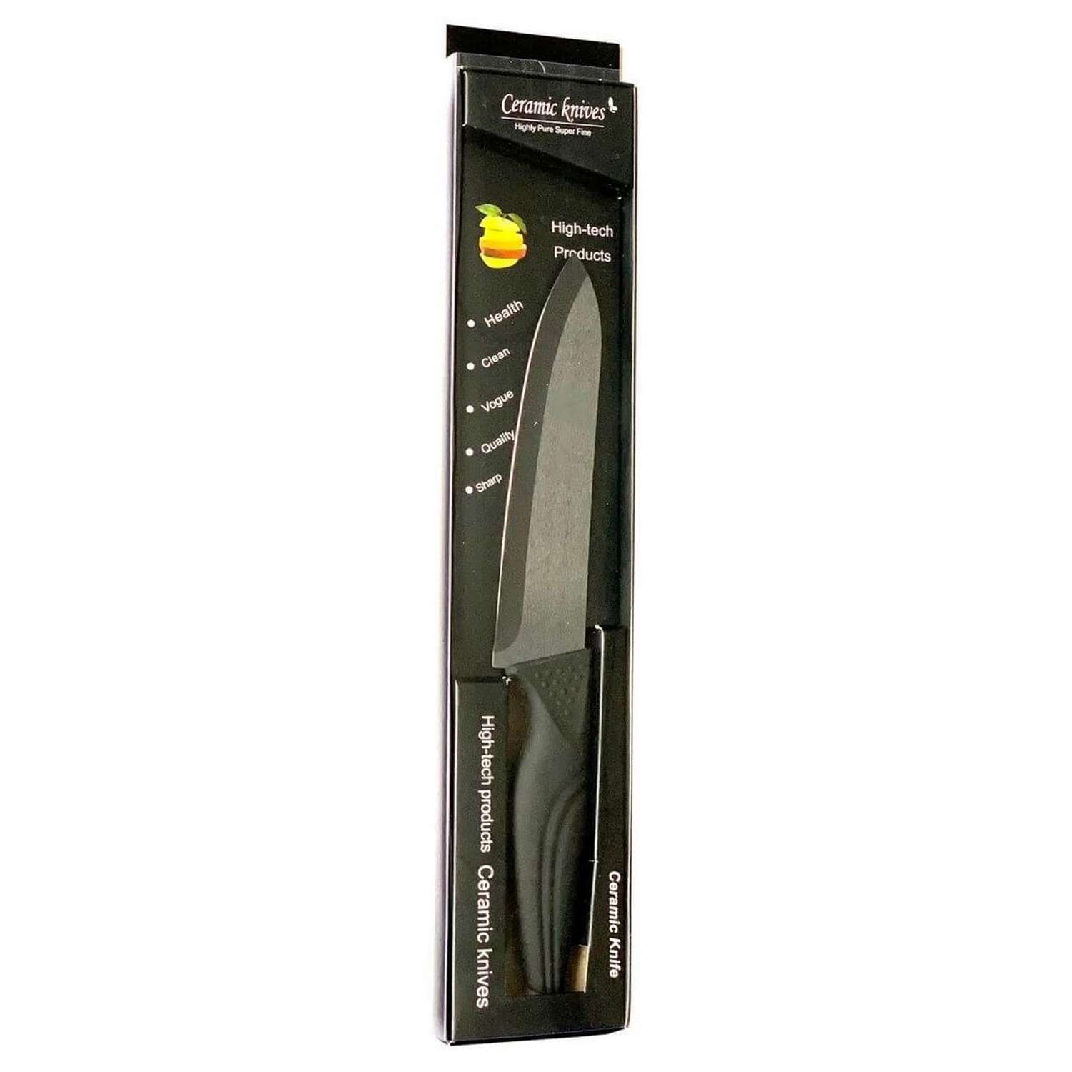 Нож кухонный Домашний сундук керамический черный длина 18см ХС-27 - фото 1
