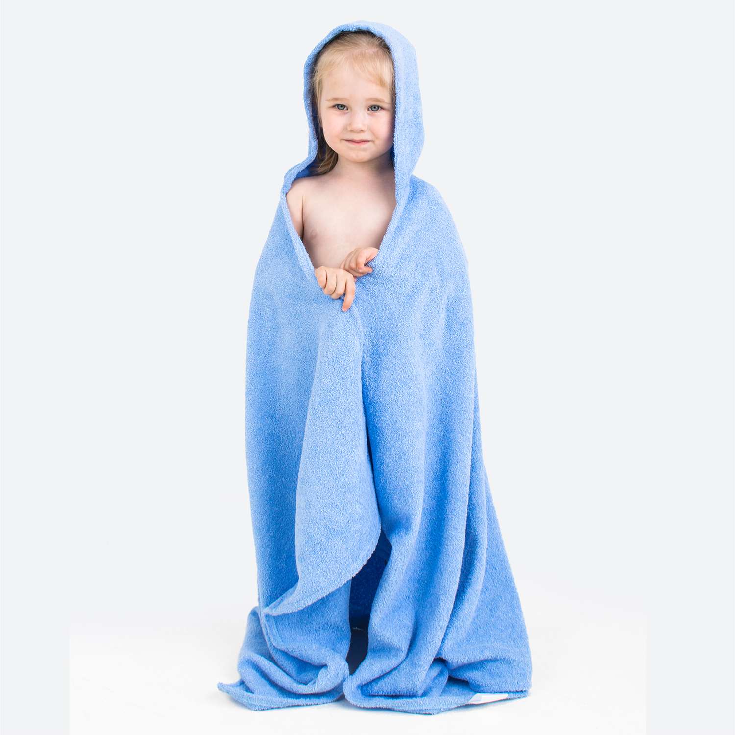 Полотенце с капюшоном BabyBunny Голубое L - фото 2