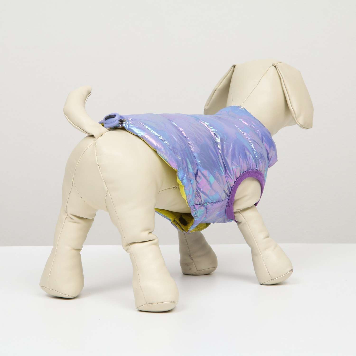 Куртка для собак Sima-Land двухсторонняя размер 14 фиолетовая/жёлтая - фото 3