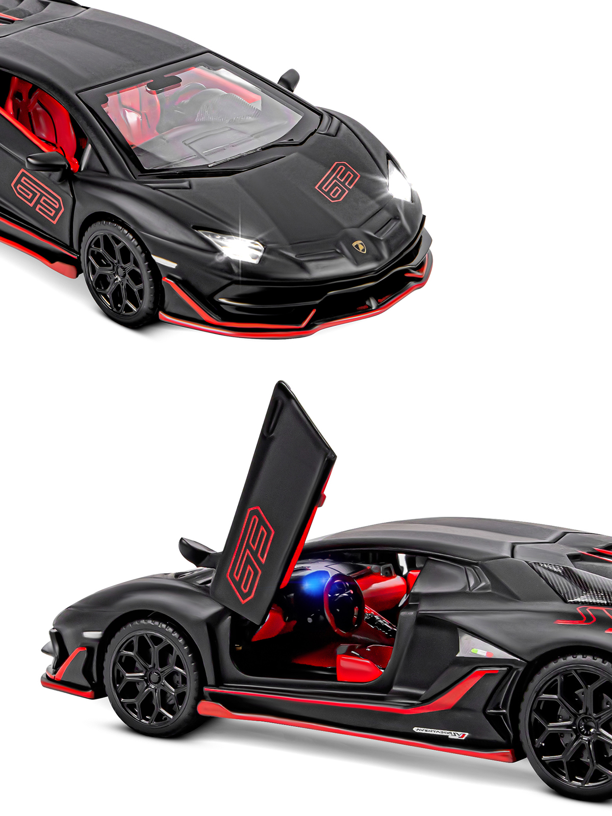 Автомобиль АВТОпанорама Lamborghini 1:32 инерционный черный JB1251402 - фото 8