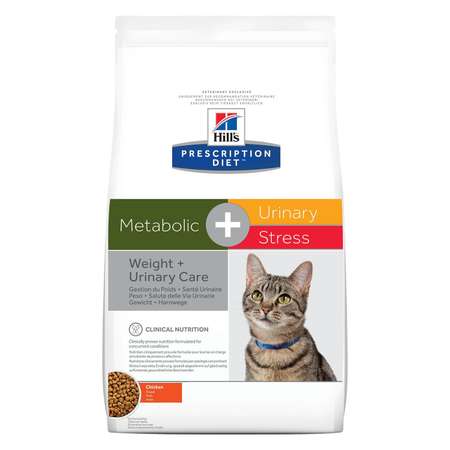 Корм для кошек HILLS 1,5кг Prescription Diet Metabolic Urinary Stress Feline для коррекции веса и поддержания здоровья при МКБ с курицей сухой