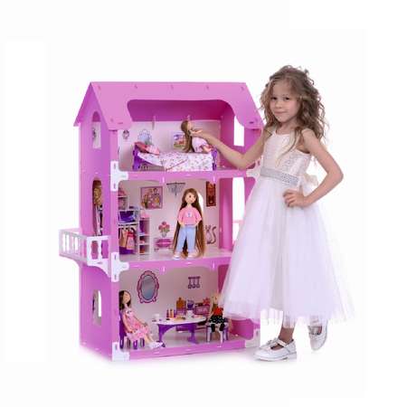 Домик для кукол Krasatoys Коттедж Екатерина с мебелью 5 предметов 000263