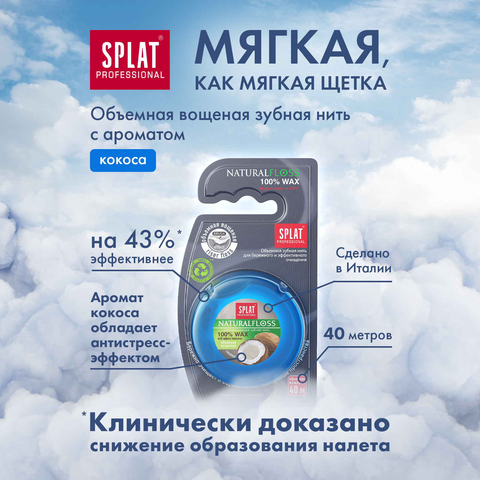 Зубная нить Splat Dental Floss с ароматом кокоса 40м - фото 5