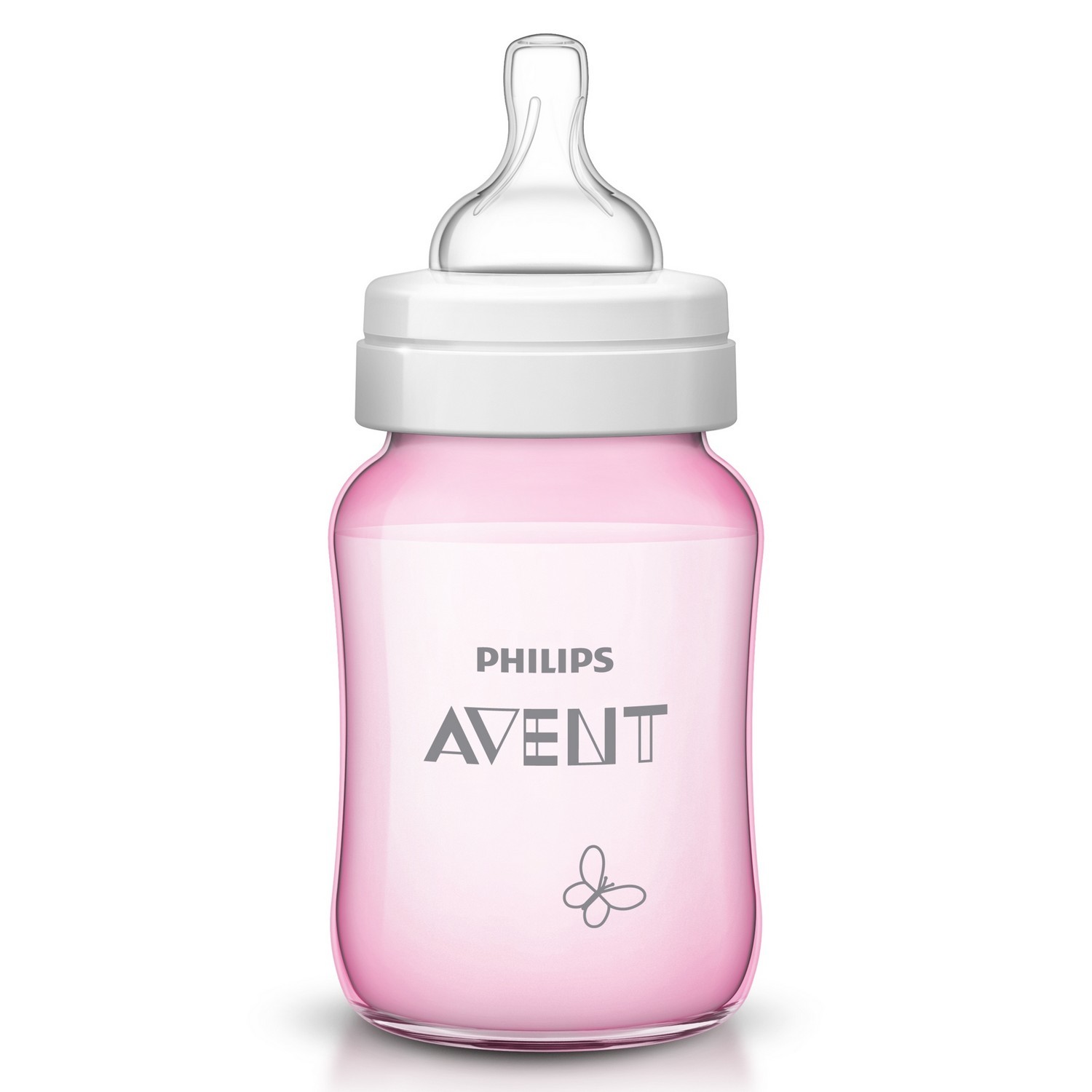 Бутылочка Philips Avent Classic+ SCF573/13 Бабочка 260 мл 1 мес+ Розовая (SCF573/13) - фото 3