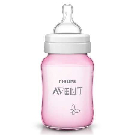 Бутылочка Philips Avent Classic+ SCF573/13 Бабочка 260 мл 1 мес+ Розовая (SCF573/13)