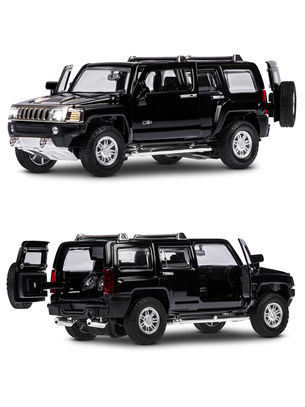 Внедорожник АВТОпанорама Hummer 1:32 инерционный черный JB1251156 - фото 7