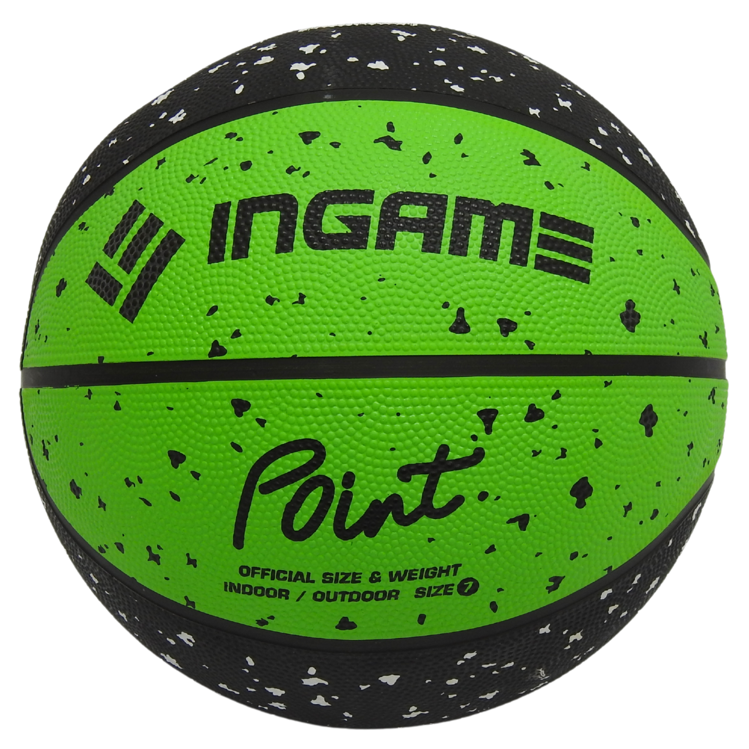 Мяч баскетбольный InGame POINT №7 черно-зеленый - фото 1