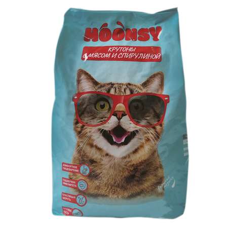 Сухой корм Moonsy для взрослых кошек крутоны с мясом и спирулиной 4 кг