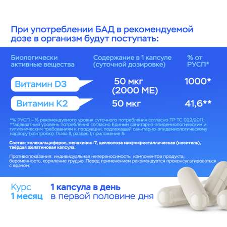 БАД MyGenetics Витамин D3 + K2