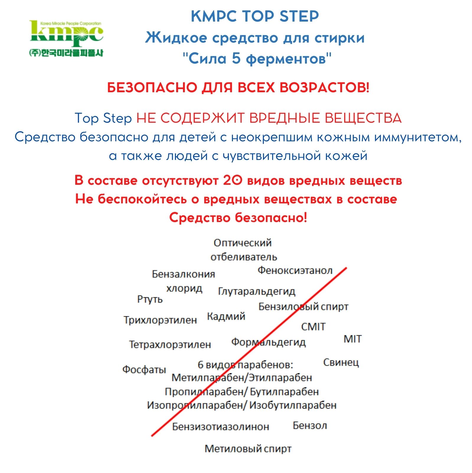 Жидкое средство для стирки KMPC TOP STEP - Сила 5 ферментов антибактериальное биоразлагаемое 1100 мл 583061 - фото 5