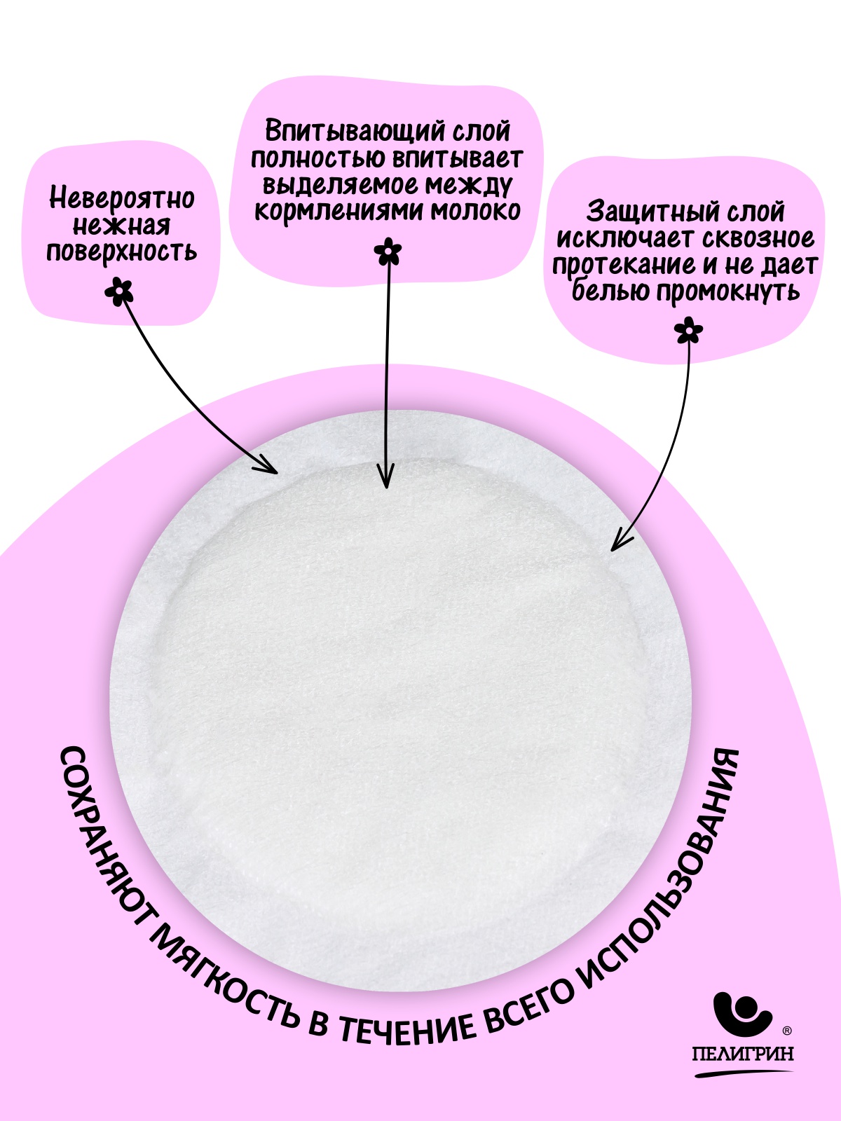 Прокладки-вкладыши для груди Пелигрин лактационные одноразовые с суперабсорбентом 60 шт - фото 2