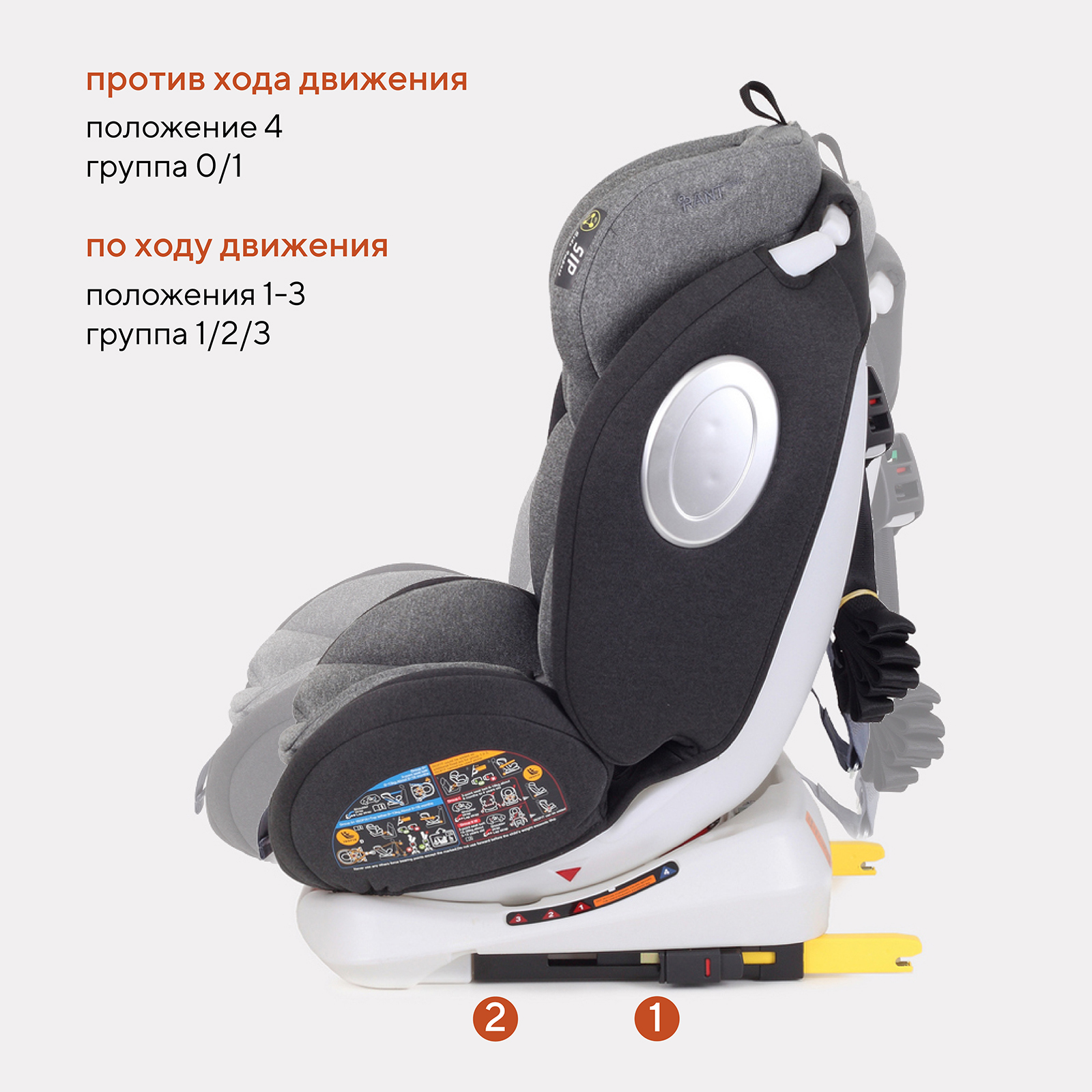 Автокресло Rant Basic Twist isofix Grey группа 0+-1-2-3 0-36 кг - фото 7