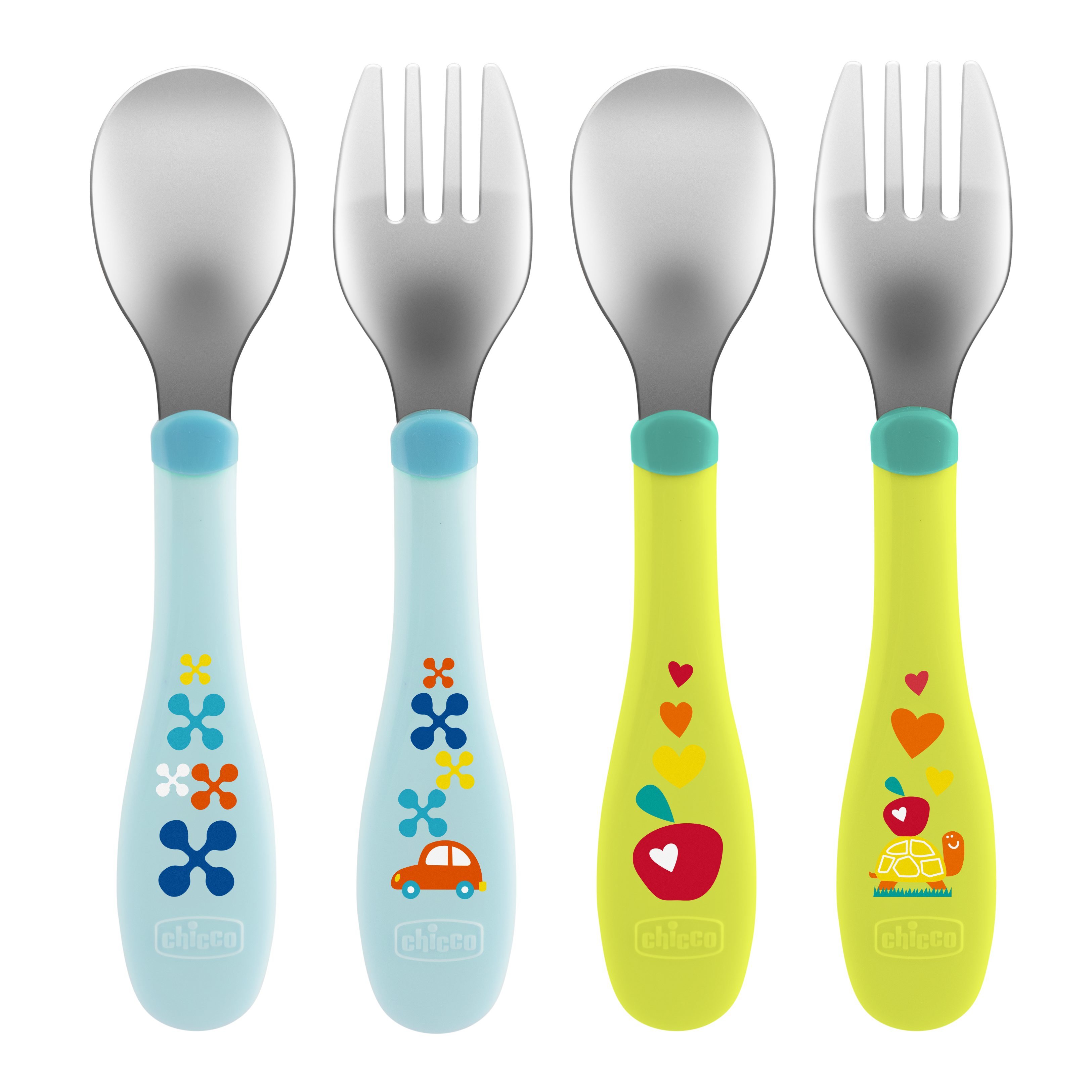 Набор приборов Chicco Metal Cutlery ложка+вилка с 18месяцев Зеленый - фото 5