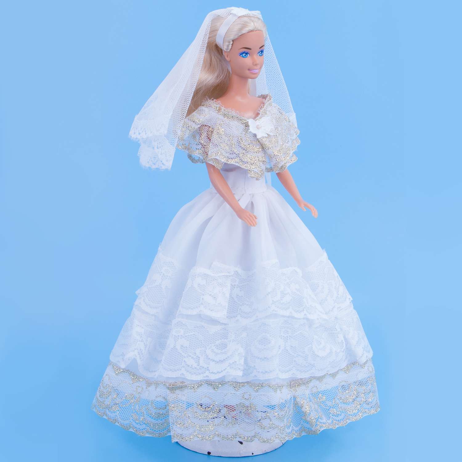 Одежда для кукол Модница 29 см Свадебное платье с фатой 1904 белый-золото 1904белый&amp;золото - фото 9