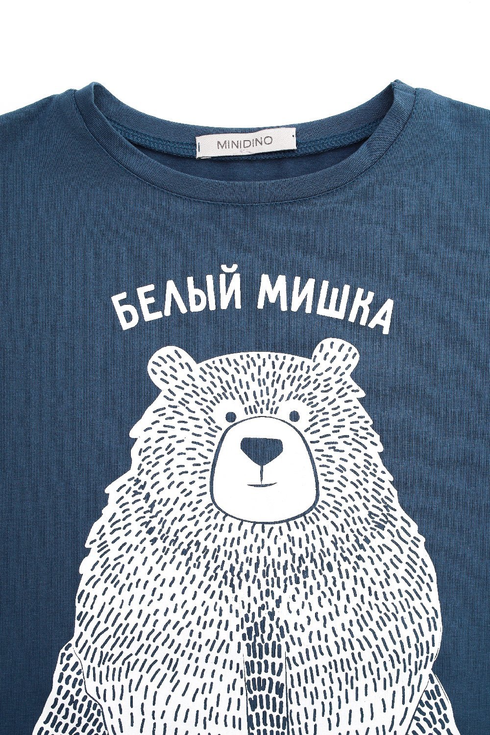 Футболка MINIDINO Т-Д-014/Д Футболка детская over size принт Белый мишка ниагара - фото 2