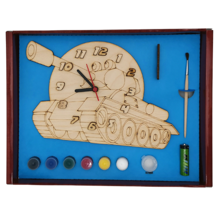 Набор для творчества Нескучные игры Часы с циферблатом Танк с красками ДНИ127