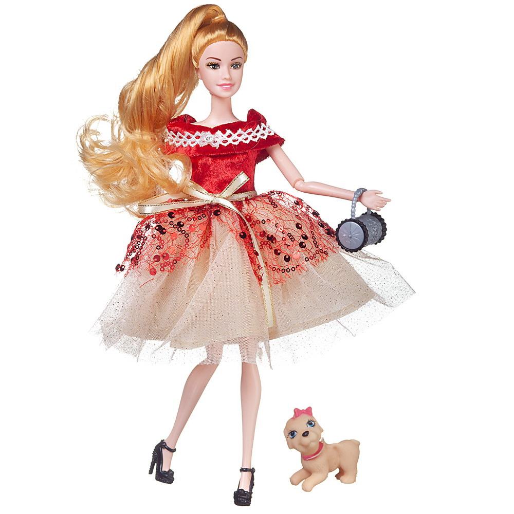Кукла Junfa Atinil Яркое настроение в платье с кремовой юбкой в наборе с собачкой и клатчем 28см WJ-22280/2 - фото 1