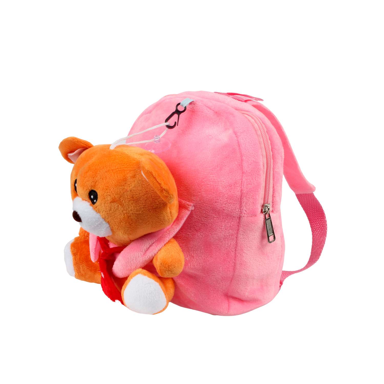 Рюкзак с игрушкой Little Mania розовый Мишка кэмел - фото 2