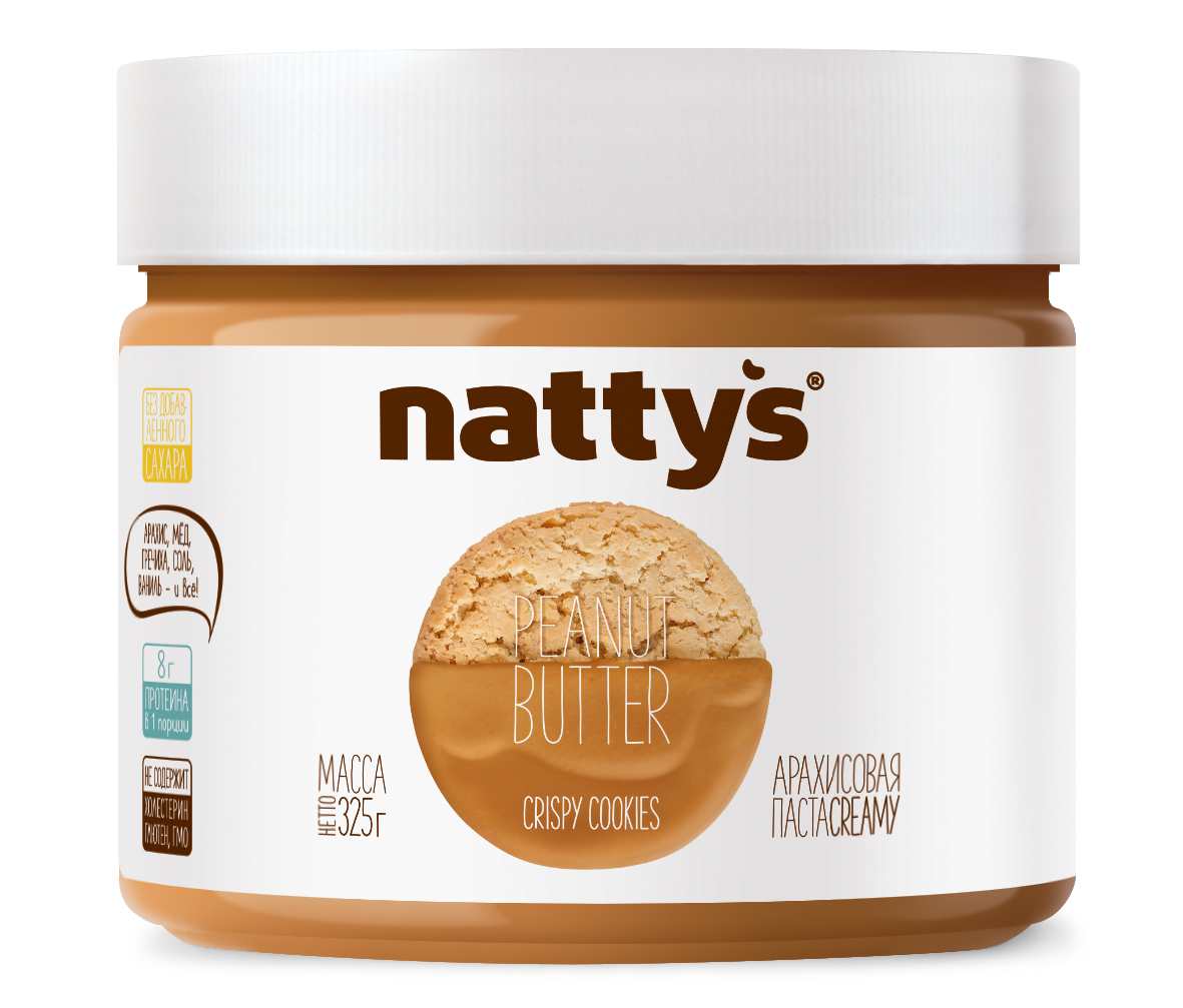 Паста арахисовая Nattys Crispy Cookies с мёдом 325 г - фото 1