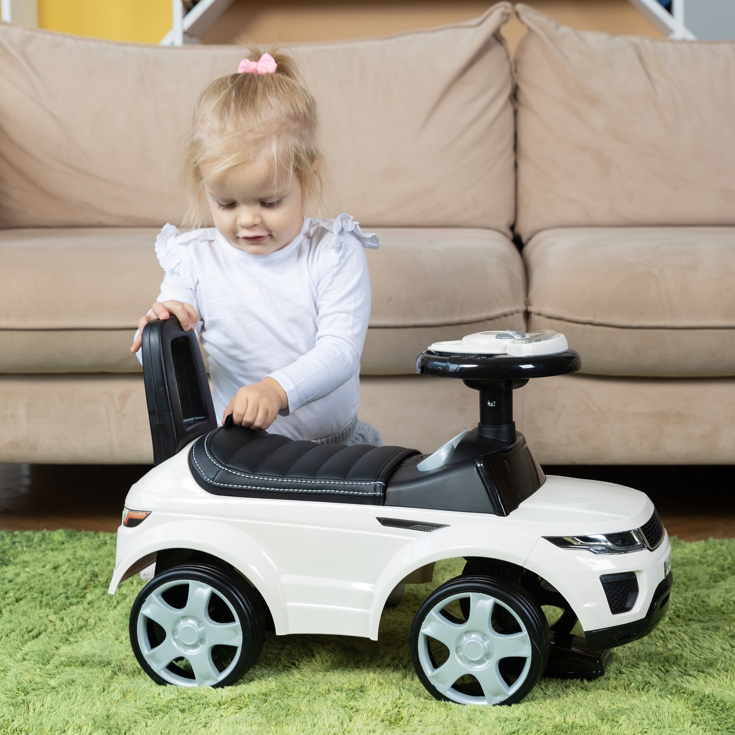 Каталка BabyCare Sport car кожаное сиденье синий - фото 6