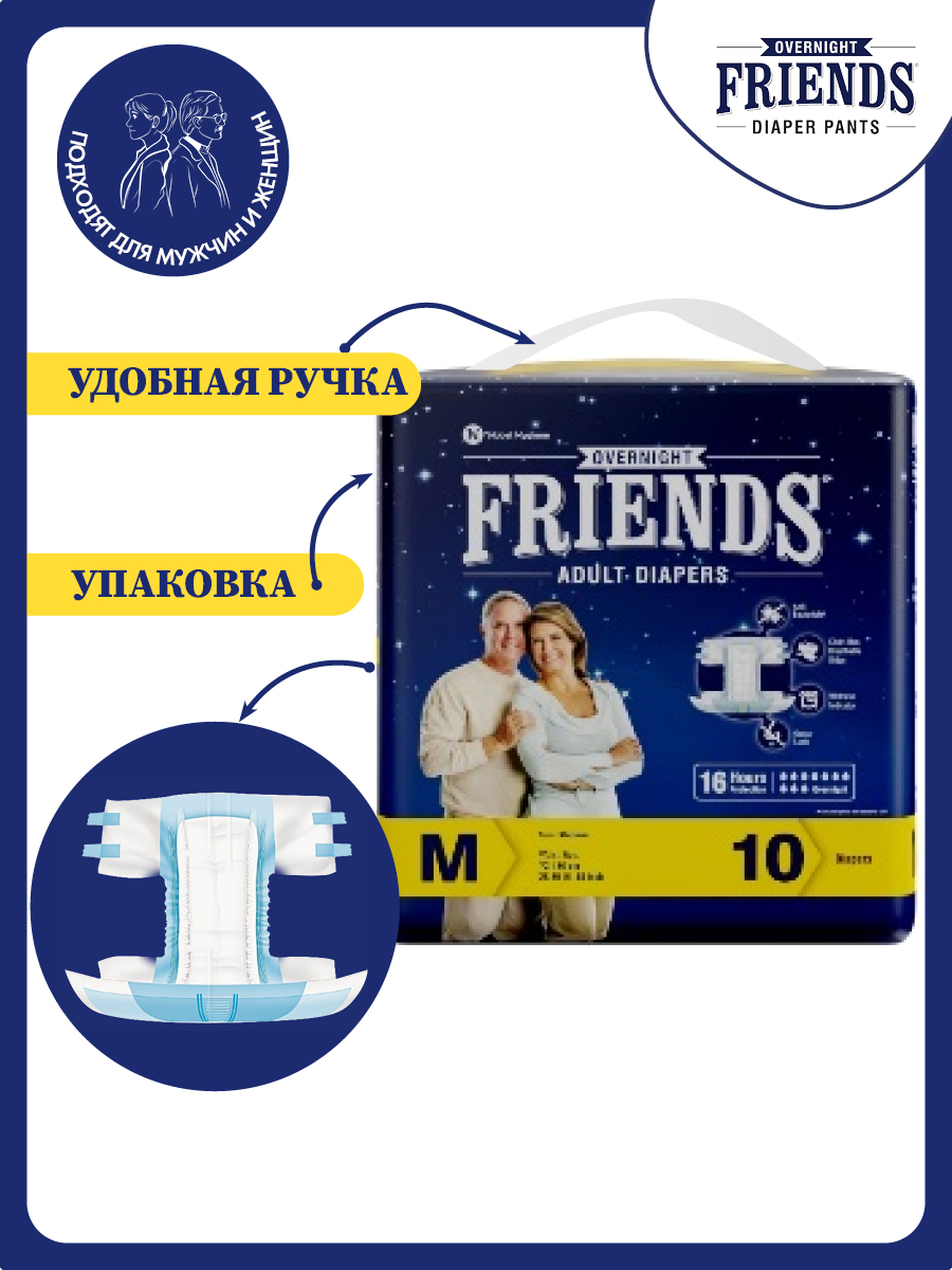 Подгузники Friends Easy для взрослых размер M обхват талии 71-111 см - фото 2