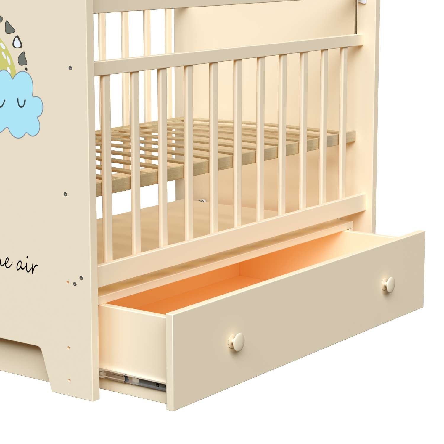 Детская кроватка ВДК Садко прямоугольная, продольный маятник (слоновая кость) - фото 3