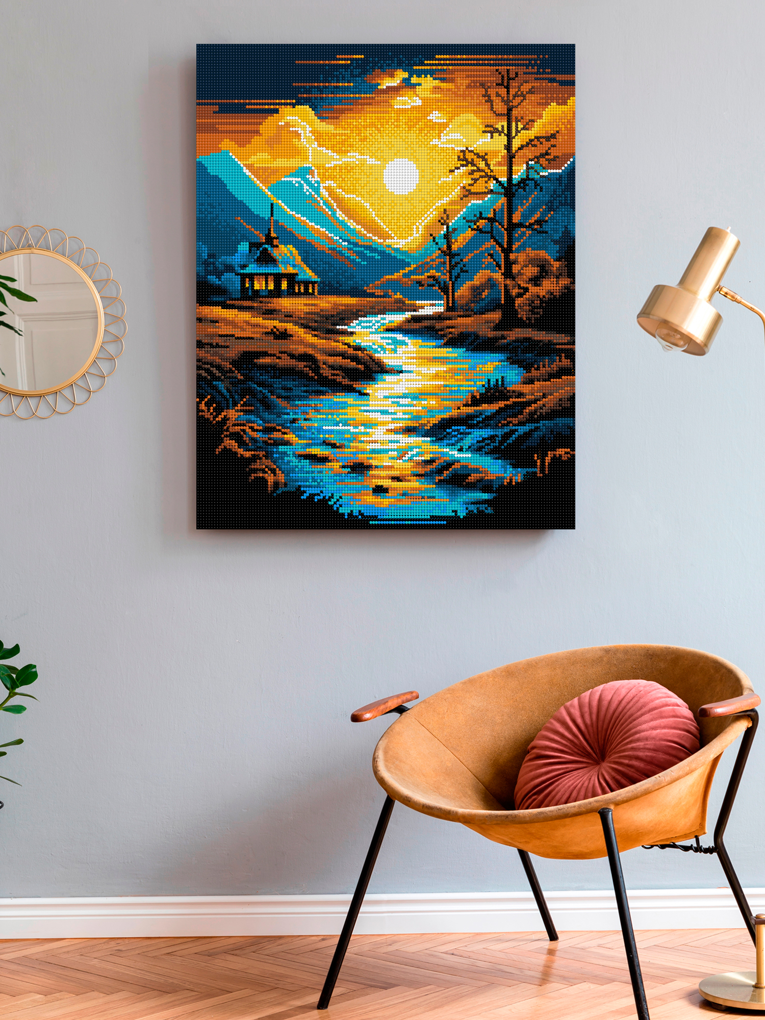 Алмазная мозаика Art on Canvas холст на подрамнике 40х50 см Закат в горах - фото 3