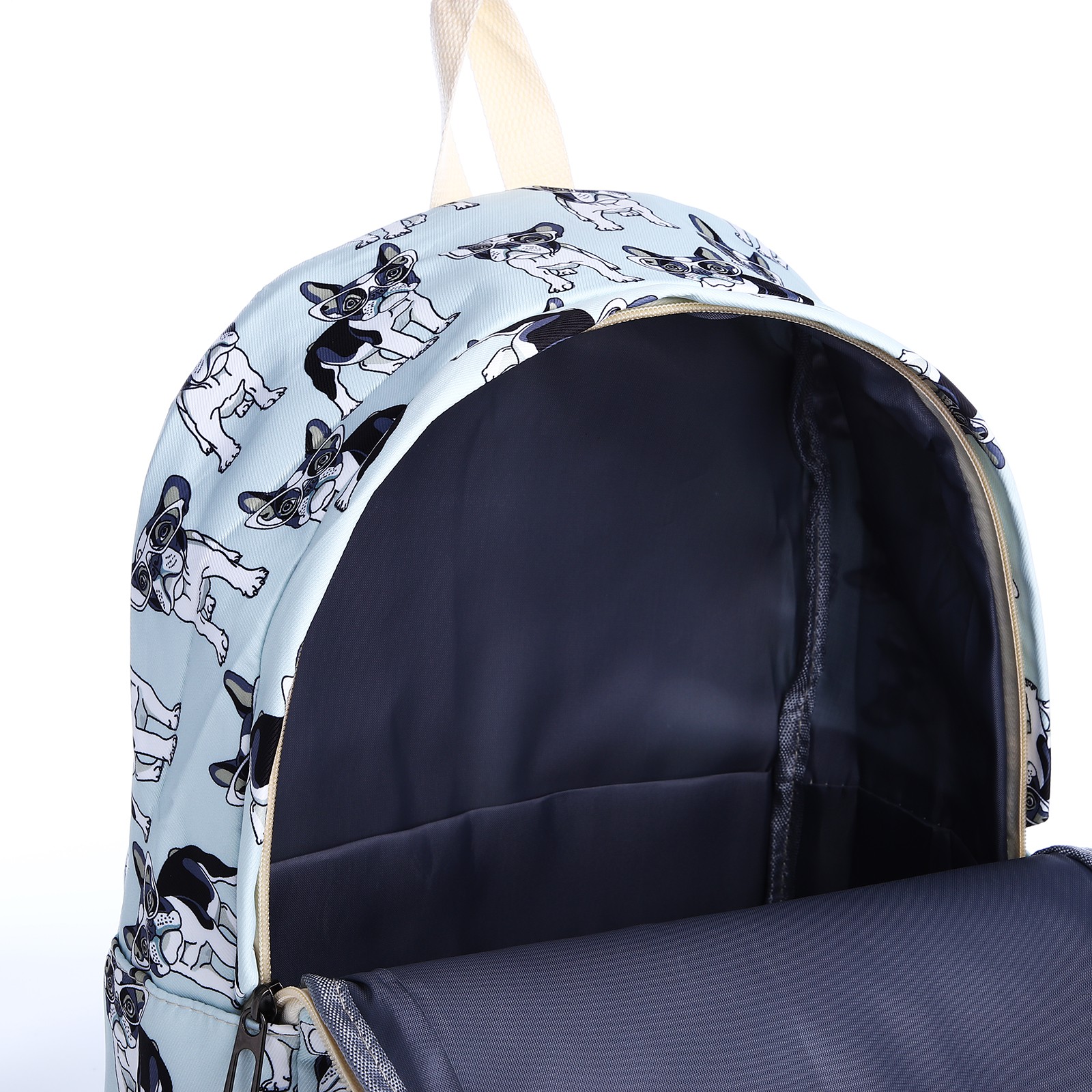 Рюкзак школьный NAZAMOK из текстиля на молнии 3 кармана пенал цвет голубой - фото 5